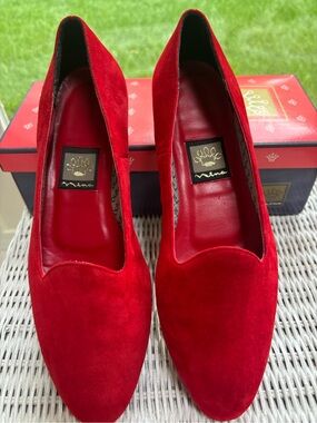 Nina Red Suede Slip-On Flats